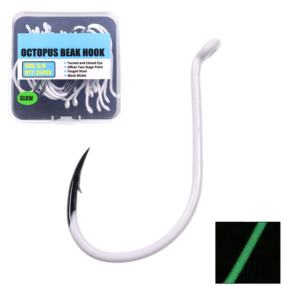 Fishing Hook Assortment - Luminous Octopus Beak Hook, Offset Classica
