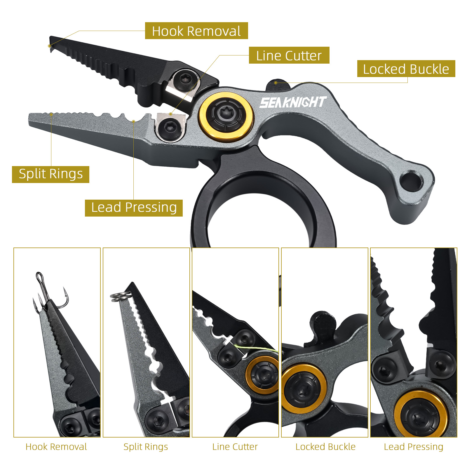 Alicate de pesca da marca SeaK - Fishing Hook Size avaliação e preço
